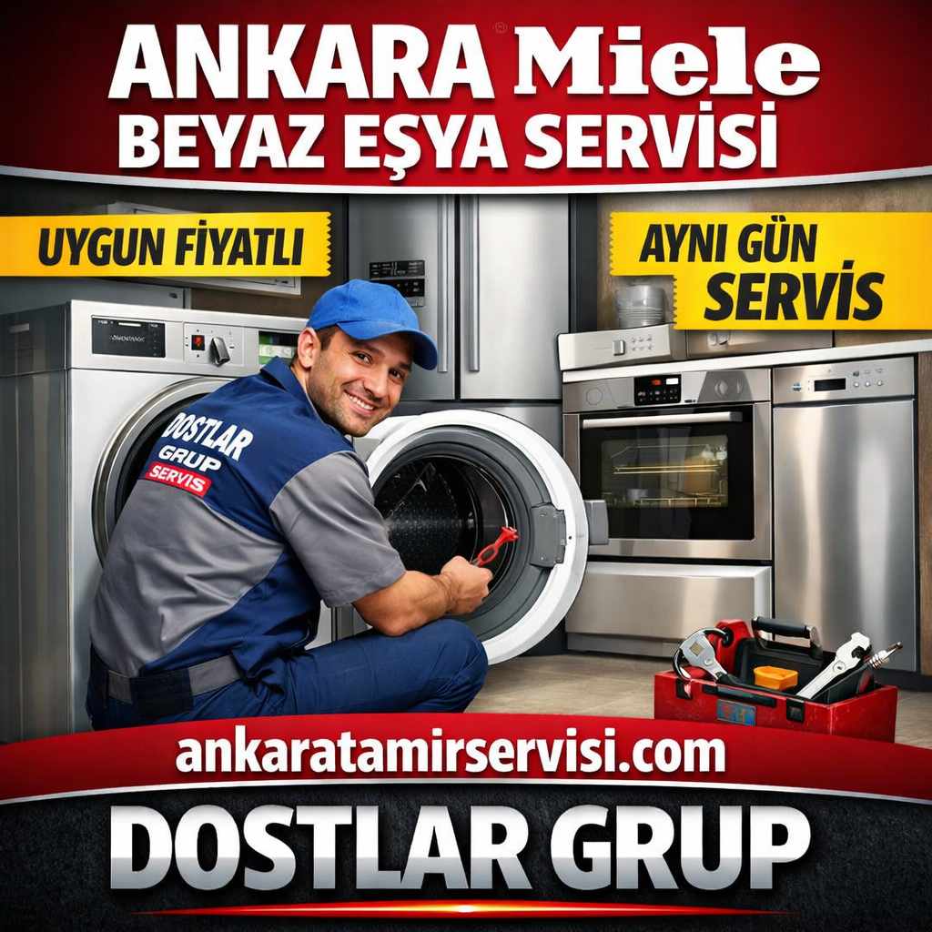Ankara Miele beyaz eşya servisi teknisyeni çamaşır makinesi tamiri yaparken, uygun fiyatlı ve aynı gün servis hizmeti