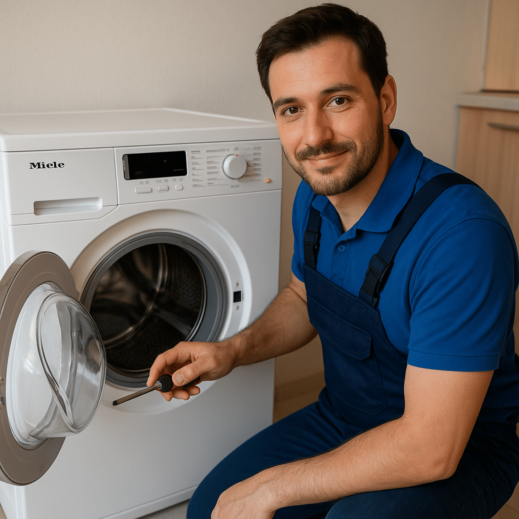 Ankara Miele çamaşır makinesi servisi tamircisi, evde ön yüklemeli makineyi profesyonelce onarıyor
